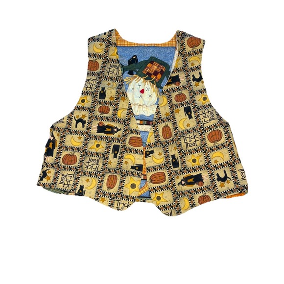 Vintage Cotton Handmade Fall Theme Halloween Reversible‎ Vest Women's Size Large - Picture 5 of 5
